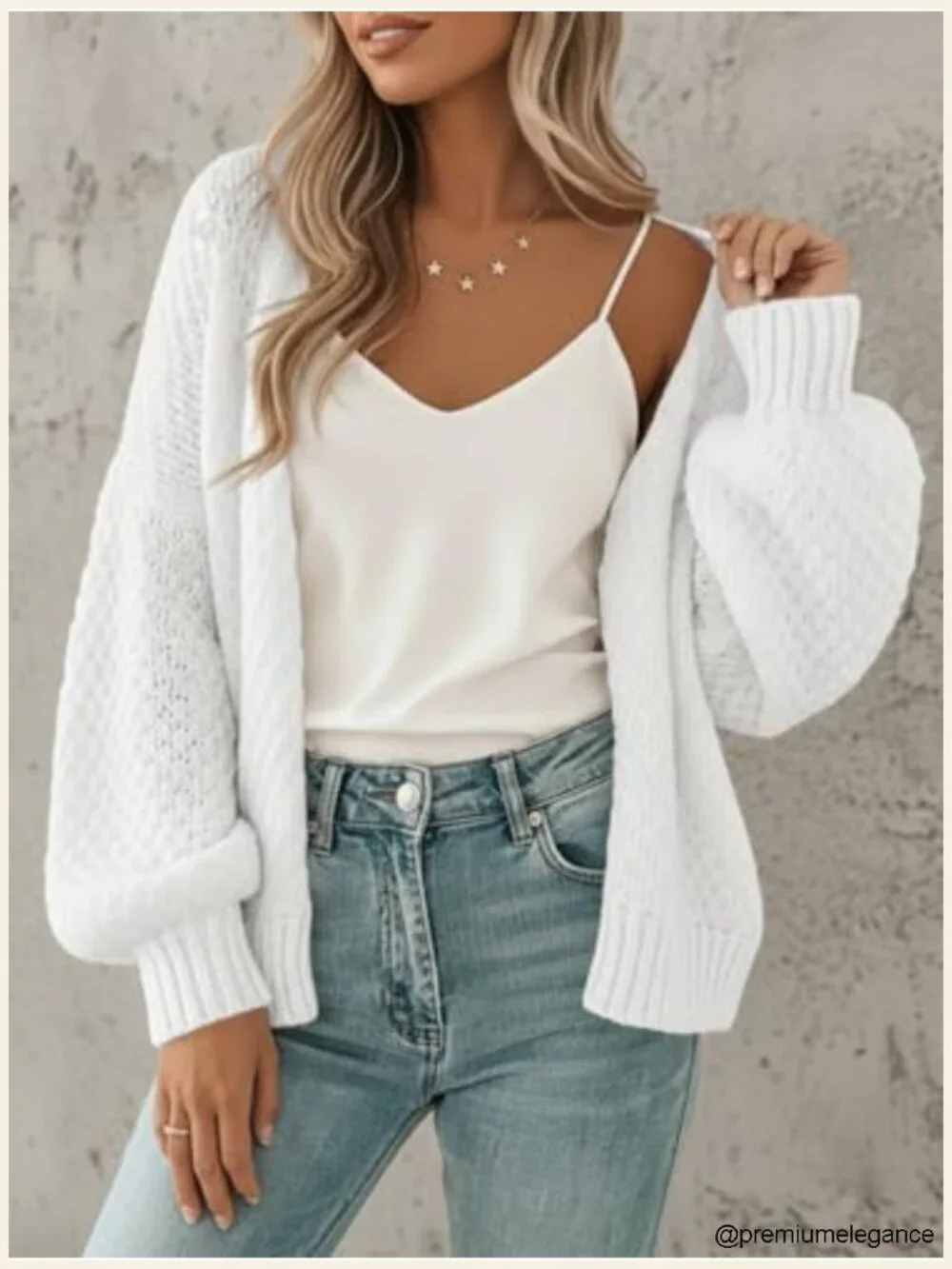 Oversized Waffle Knit Open Front Cardigan Crochet Long Sleeve Lightweight